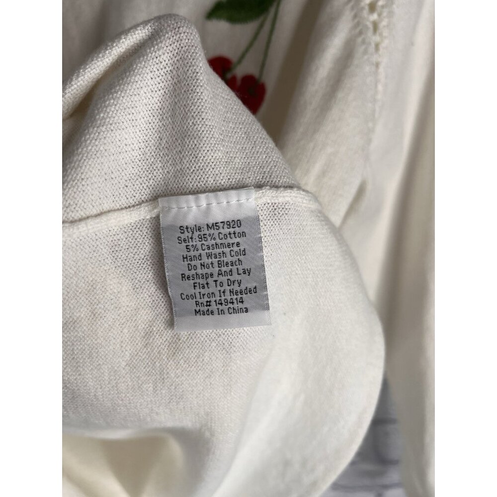 JOHNNY WAS Women's Cream Whimsical Cashmere Blend Sweater Top Small - Picture 4 of 5